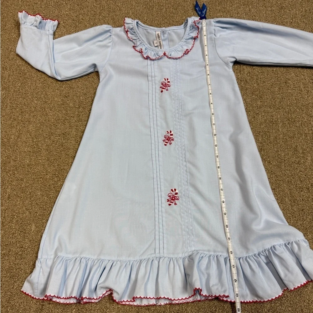 Sweet Dreams: Girls Light Blue Candy Cane Night Gown, Size 5